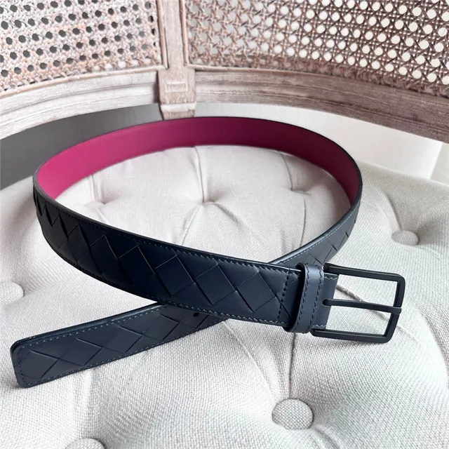 Bottega Veneta Intrecciato Black Woven Matte Buckle Leather Belt 21