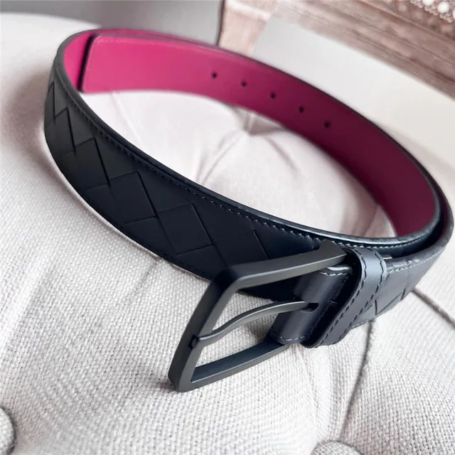 Bottega Veneta Intrecciato Black Woven Matte Buckle Leather Belt 23