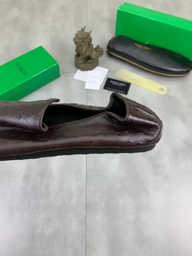 Bottega Veneta Ostrich-Embossed Brown Loafer 3