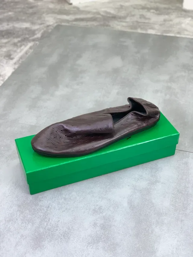 Bottega Veneta Ostrich-Embossed Brown Loafer 4