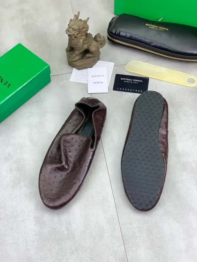 Bottega Veneta Ostrich-Embossed Brown Loafer 5