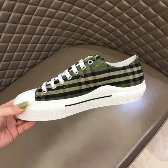 Burberry Verde Ejército Negro Plaid Lona Plataforma Suela Zapatillas Lifestyle 3