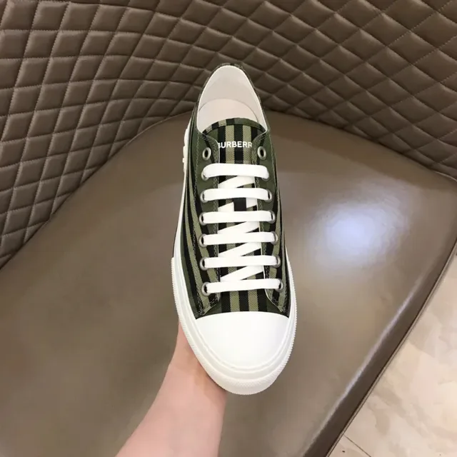 Burberry Verde Ejército Negro Plaid Lona Plataforma Suela Zapatillas Lifestyle 4