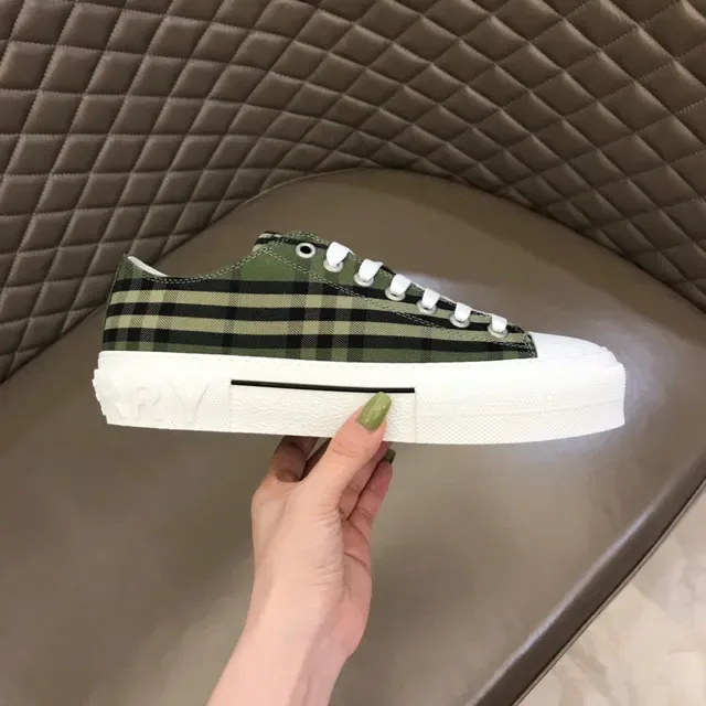 Burberry Verde Ejército Negro Plaid Lona Plataforma Suela Zapatillas Lifestyle 5
