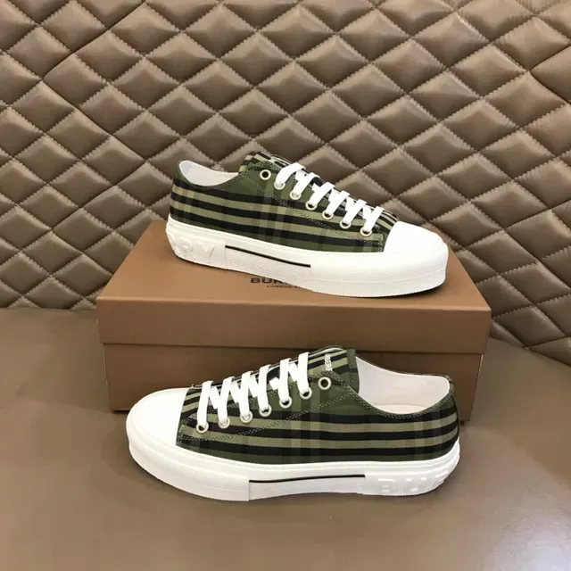 Burberry Verde Ejército Negro Plaid Lona Plataforma Suela Zapatillas Lifestyle 7