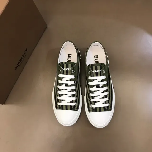 Burberry Verde Ejército Negro Plaid Lona Plataforma Suela Zapatillas Lifestyle 9