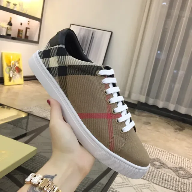 Burberry Beige Red Canvas Upper Nova Check Paneling Sneakers 4