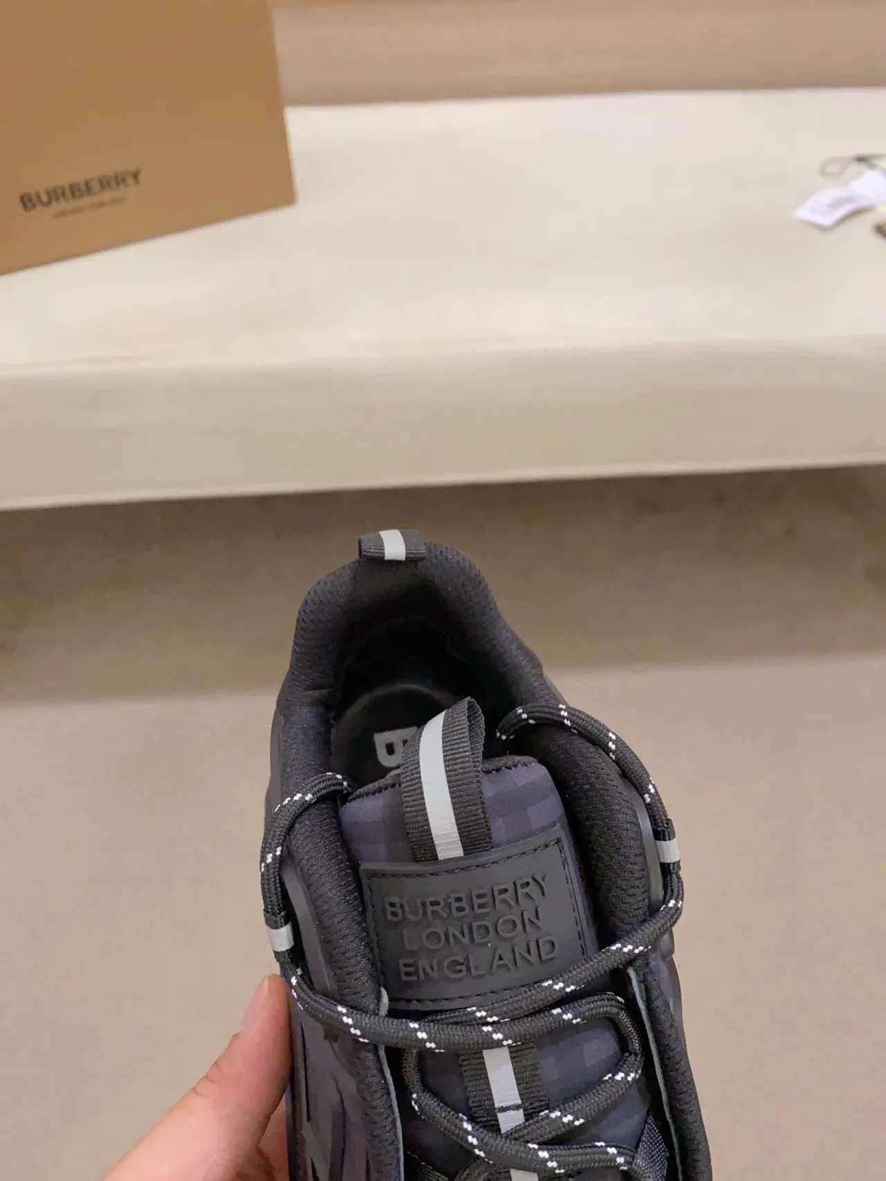 Burberry Black Gray Rugged Sole Technical Mesh-and-Nylon Upper Chunky Sneakers 4