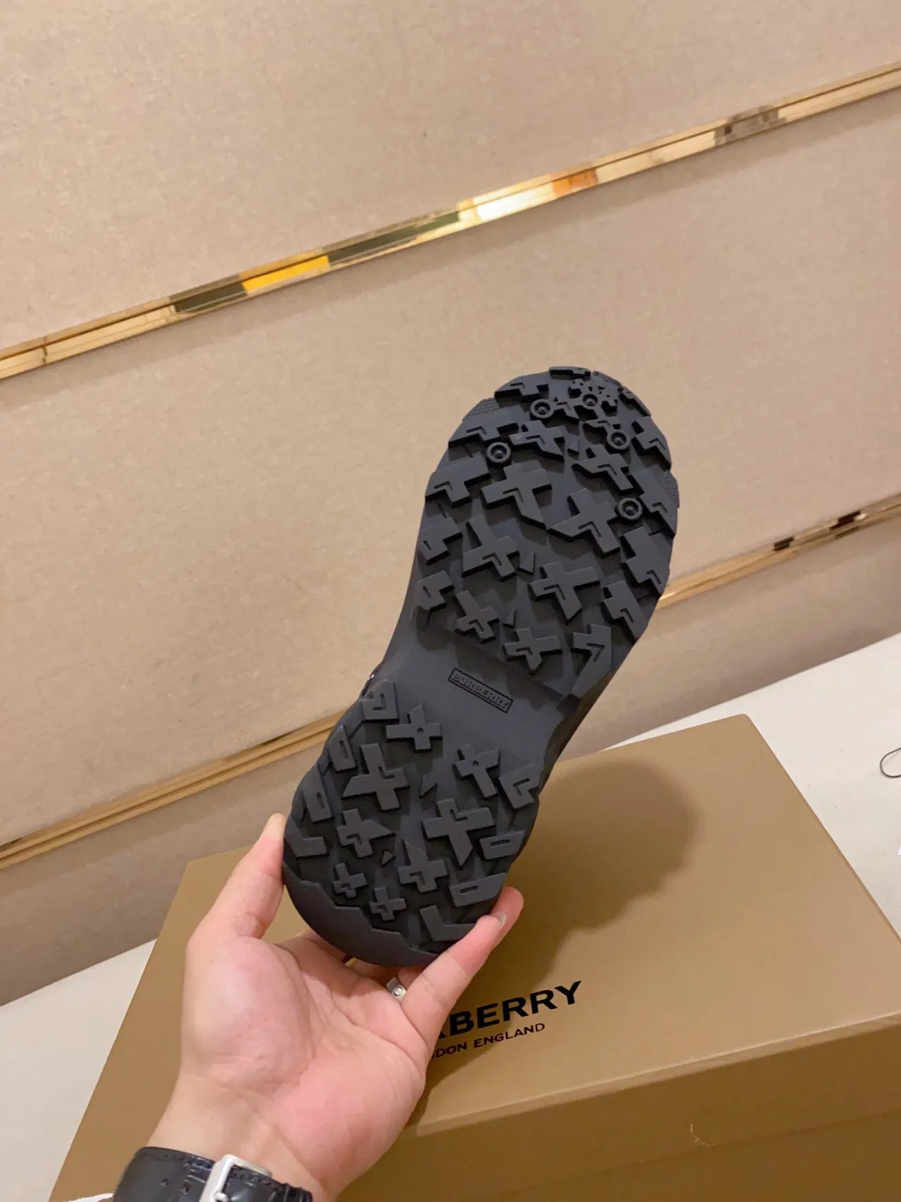 Burberry Black Red Sole Check-Pattern Heel Chunky Sneakers 2