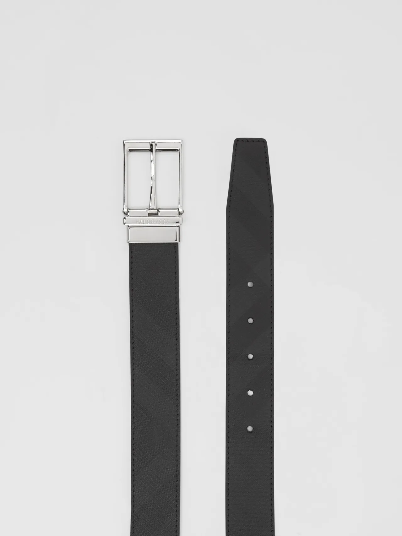 Burberry Noir Argent Réversible Texturé Cuir Ceinture 3