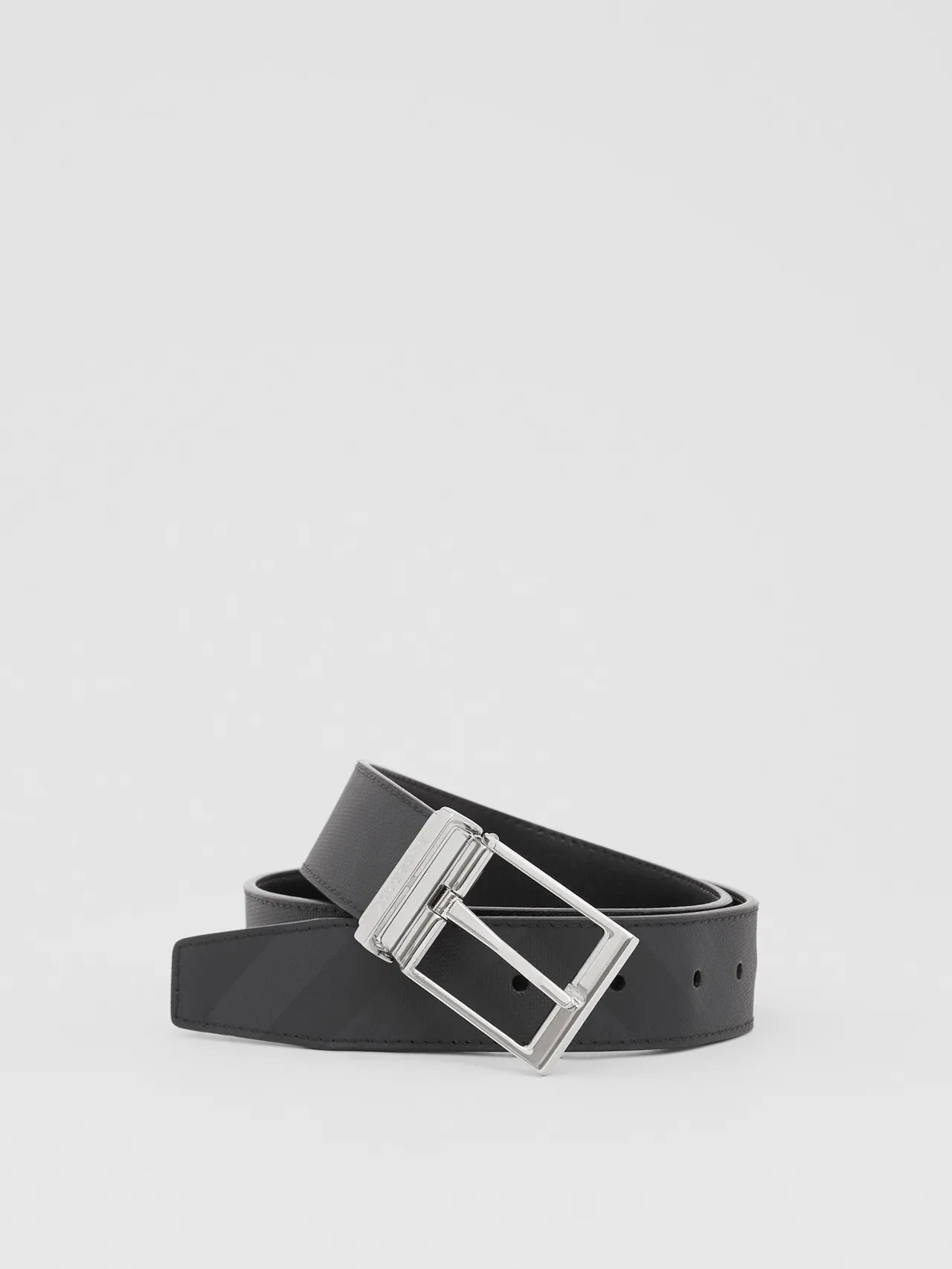 Burberry Noir Argent Réversible Texturé Cuir Ceinture 4
