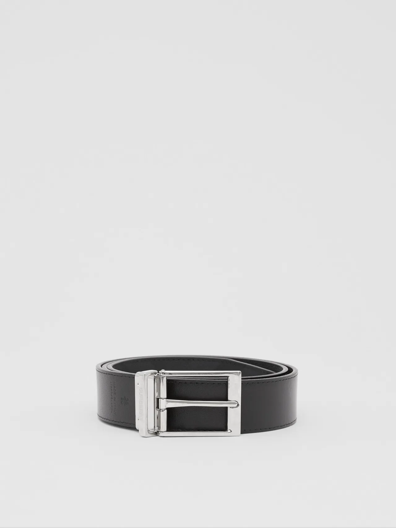 Burberry Noir Argent Réversible Texturé Cuir Ceinture 6