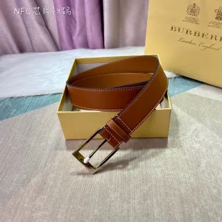 Burberry Marrón Beige Suave Tan Blanco Costura Contraste Cuero Cinturón