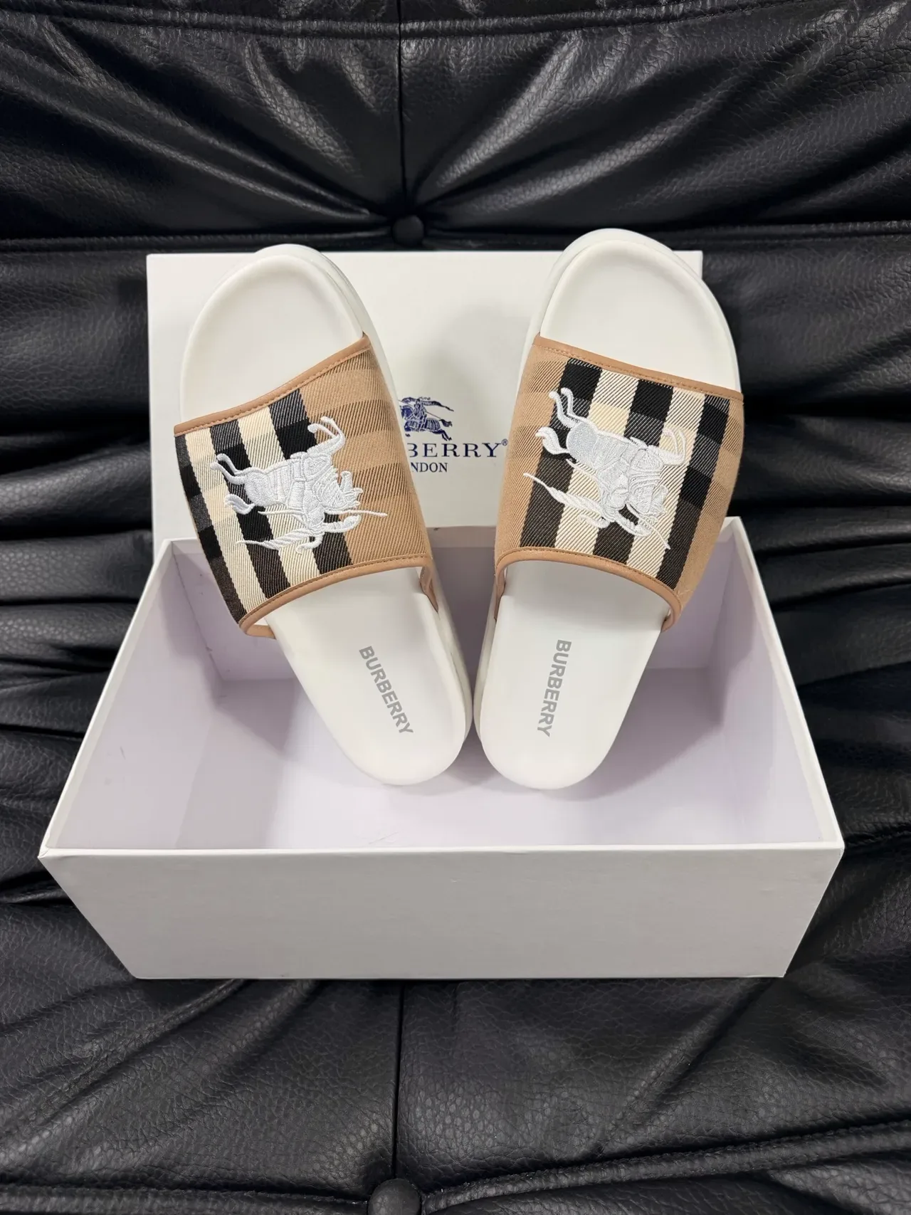 Burberry Knight Check Strap Slide Slippers 3