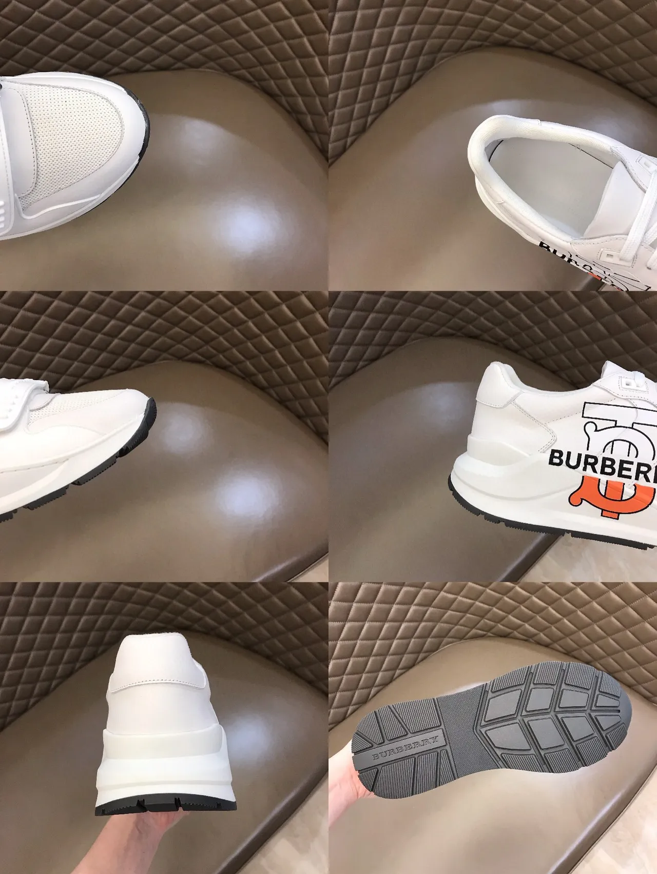 Burberry Knight Graphic Logo Sneakers Chunky Blances Orange 2