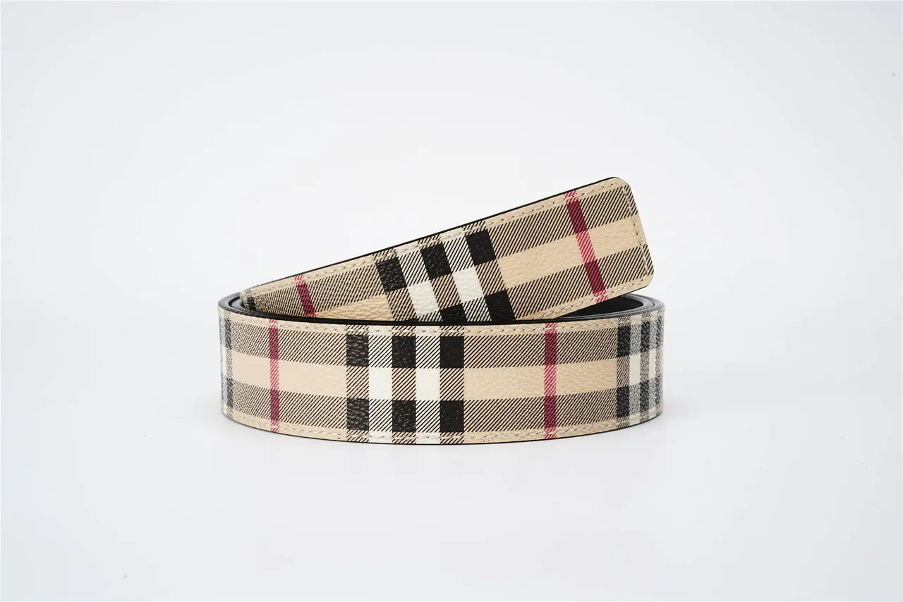 Burberry Knight Haymarket Check ceinture en cuir beige 2
