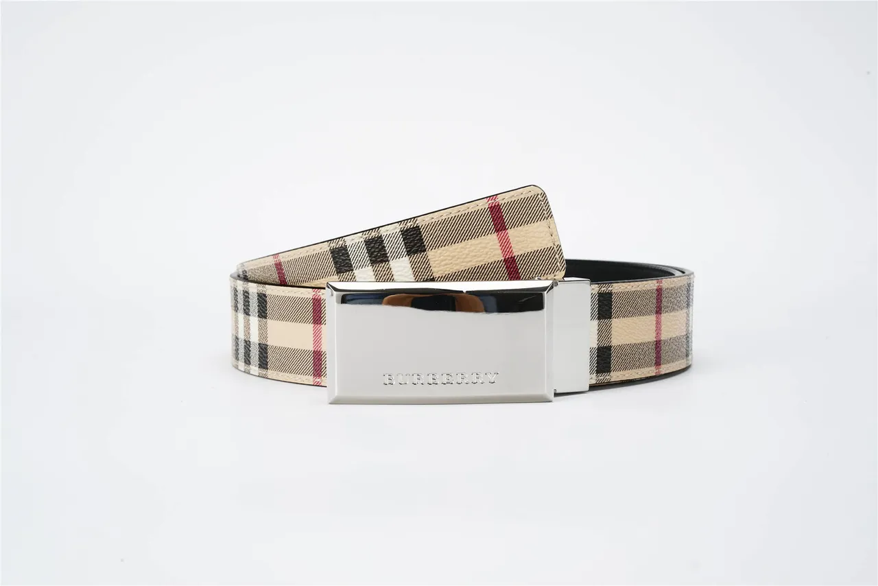 Burberry Knight Haymarket Check ceinture en cuir beige 3