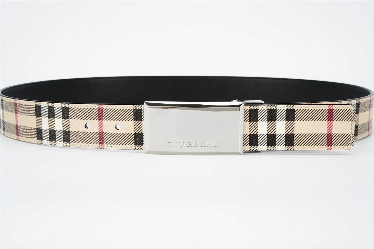 Burberry Knight Haymarket Check ceinture en cuir beige 8