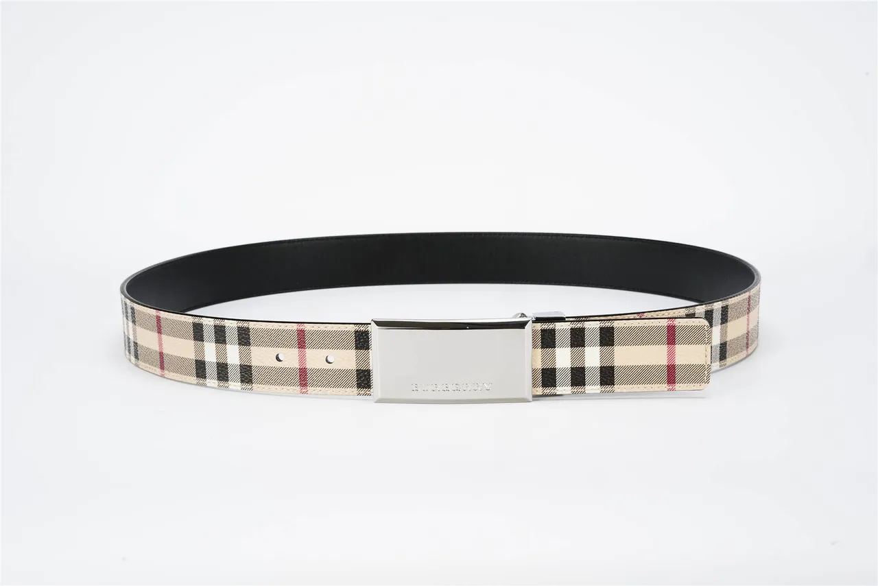 Burberry Knight Haymarket Check ceinture en cuir beige 9