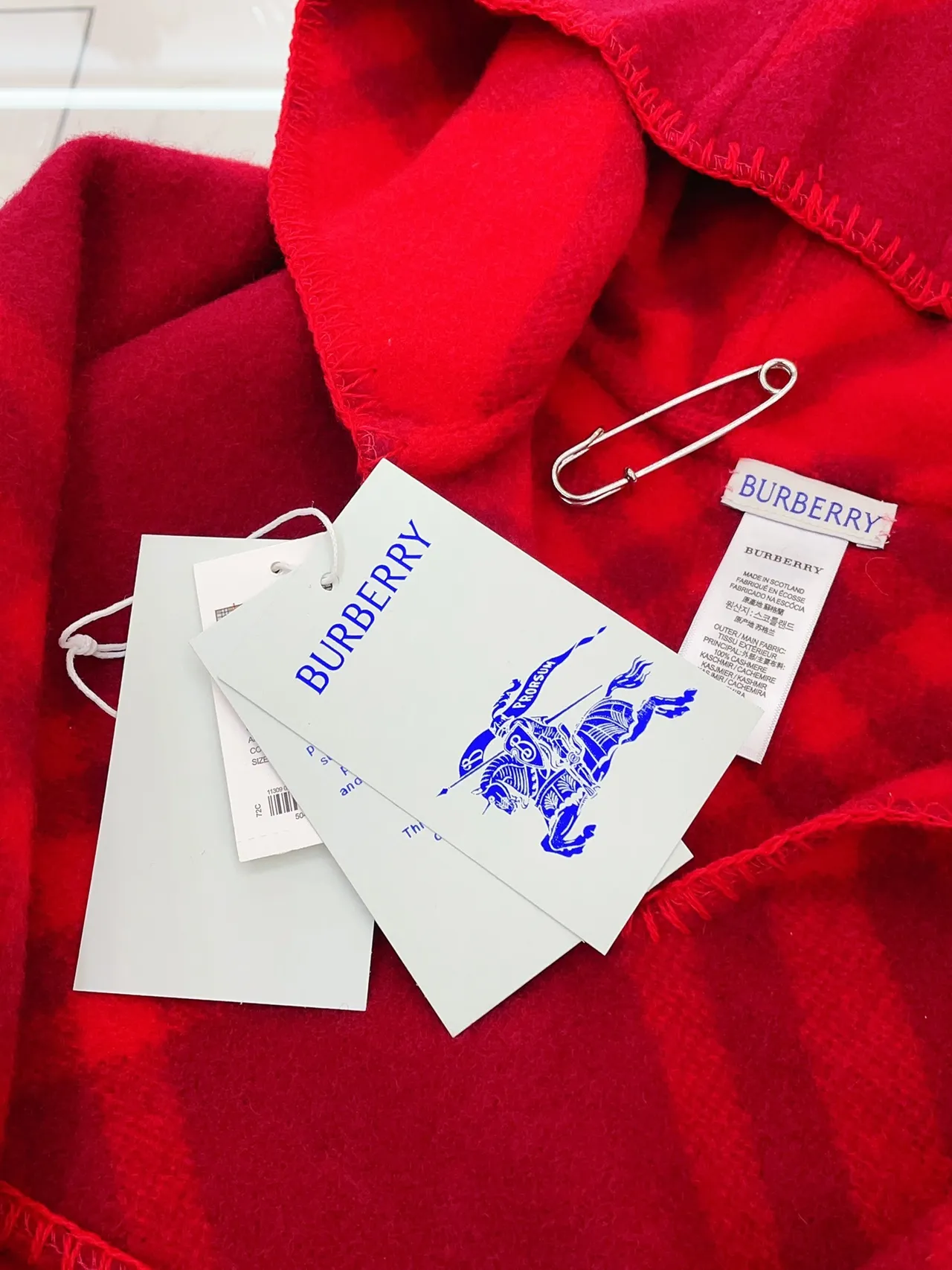 Burberry Knight Red Check Shawl 9