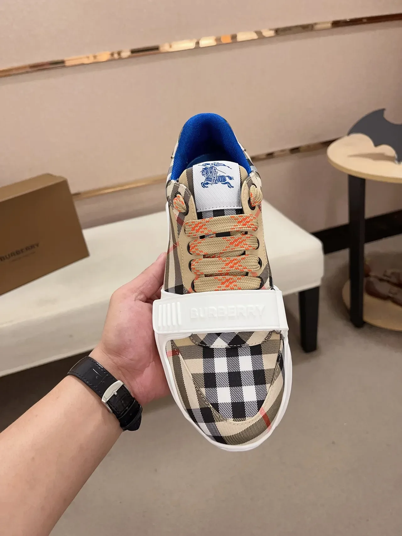 Burberry Multicolor White House Check Upper Sole Chunky Sneakers 4