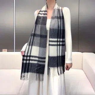 Burberry Nova Check Black White Gray Cashmere शाल