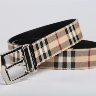 Burberry Reversible Nova Check Beige and Black Leather Belt