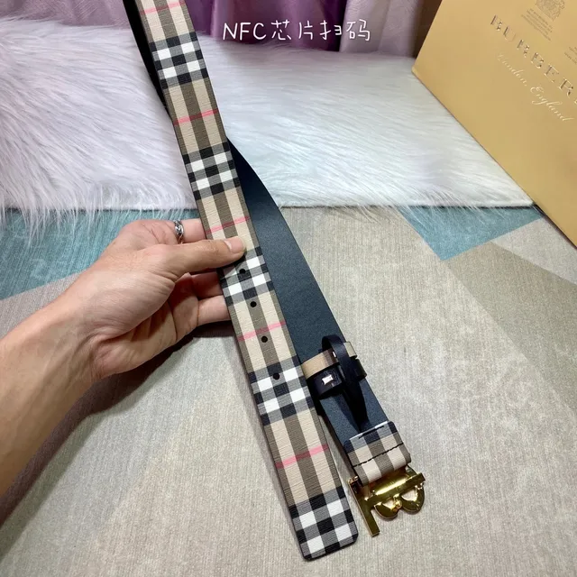 Burberry TB Belt Nova Check দ্বিমুখী ক্যানভাস বেল্ট 6