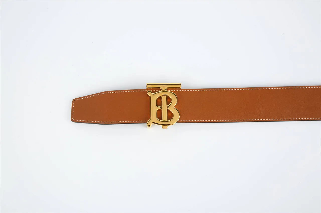 Burberry TB Monogram Belt Brown Gold Reversible Buckle Leather Belt 4