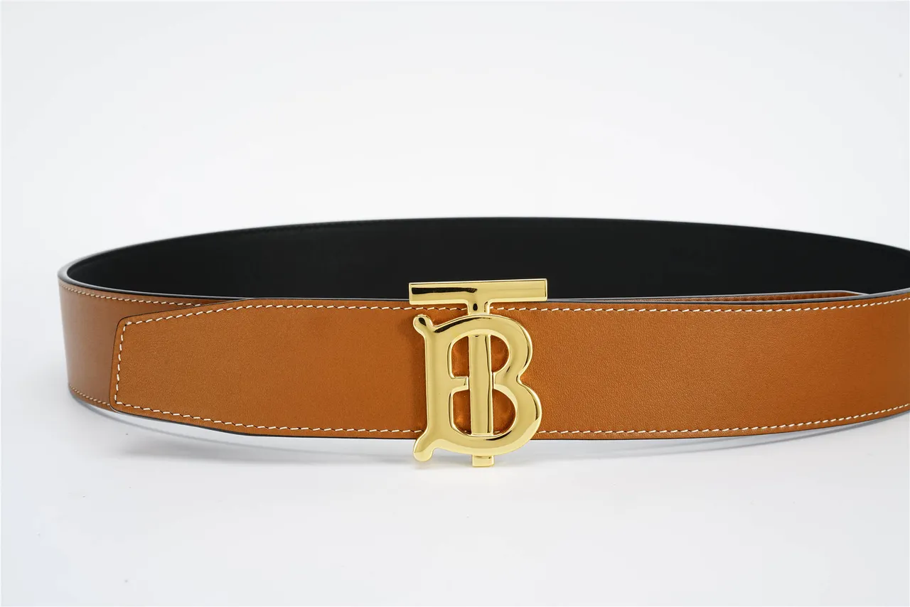 Burberry TB Monogram Belt Brown Gold Reversible Buckle Leather Belt 11