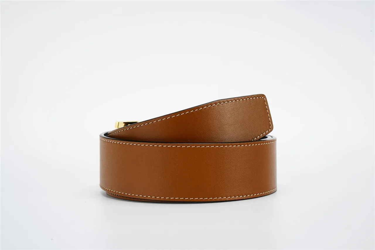 Burberry TB Monogram Belt Brown Gold Reversible Buckle Leather Belt 13