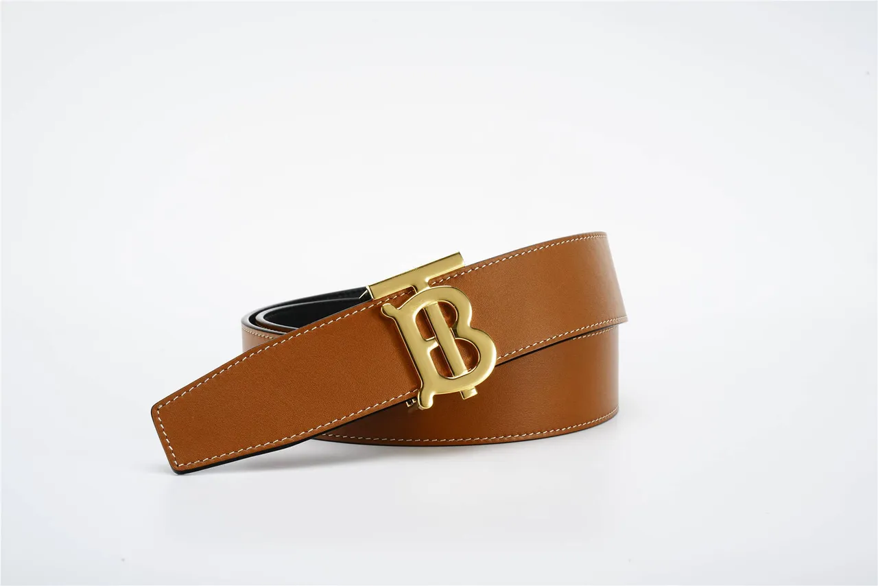 Burberry TB Monogram Belt Brown Gold Reversible Buckle Leather Belt 14