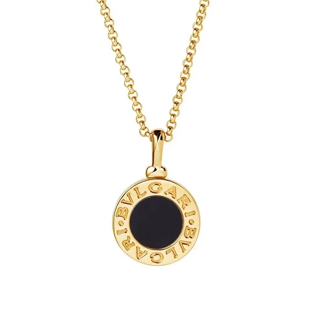 Bvlgari B.zero1 圆形黑色珐琅金色调项链 6