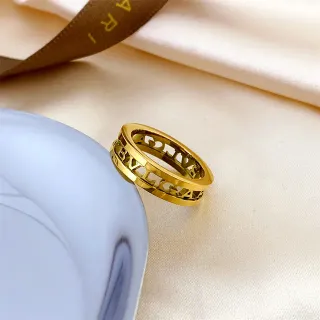 Bvlgari B.zero1 Double-Band Openwork Logo Gold Ring