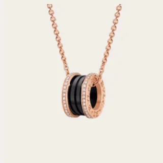 Bvlgari B.zero1 गुलाबी सोना काला सिरेमिक डायमंड मल्टी-बैंड हार
