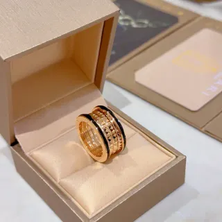 Bvlgari B.zero1 Quattro Rose Gold and Black Enamel Ring