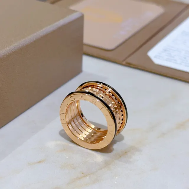 Bvlgari B.zero1 Quattro Rose Gold and Black Enamel Ring 2