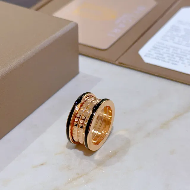 Bvlgari B.zero1 Quattro Rose Gold and Black Enamel Ring 6