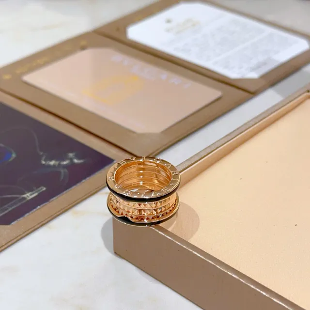 Bvlgari B.zero1 Quattro Rose Gold and Black Enamel Ring 7