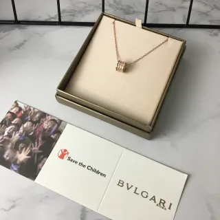 Bvlgari B.zero1 गुलाबी सोने के स्वर Pavé सिलेंड्रिकल पेंडेंट नेकलेस