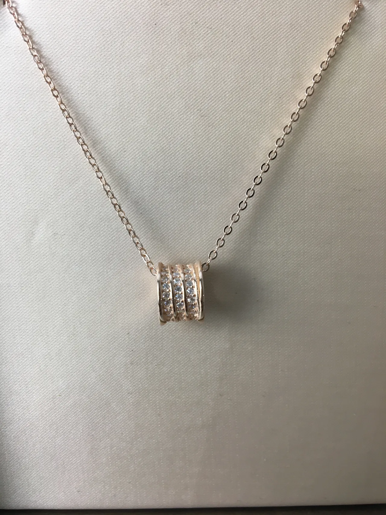 Bvlgari B.zero1 Rose Gold-Tone Pavé Cylindrical Pendant Necklace 2