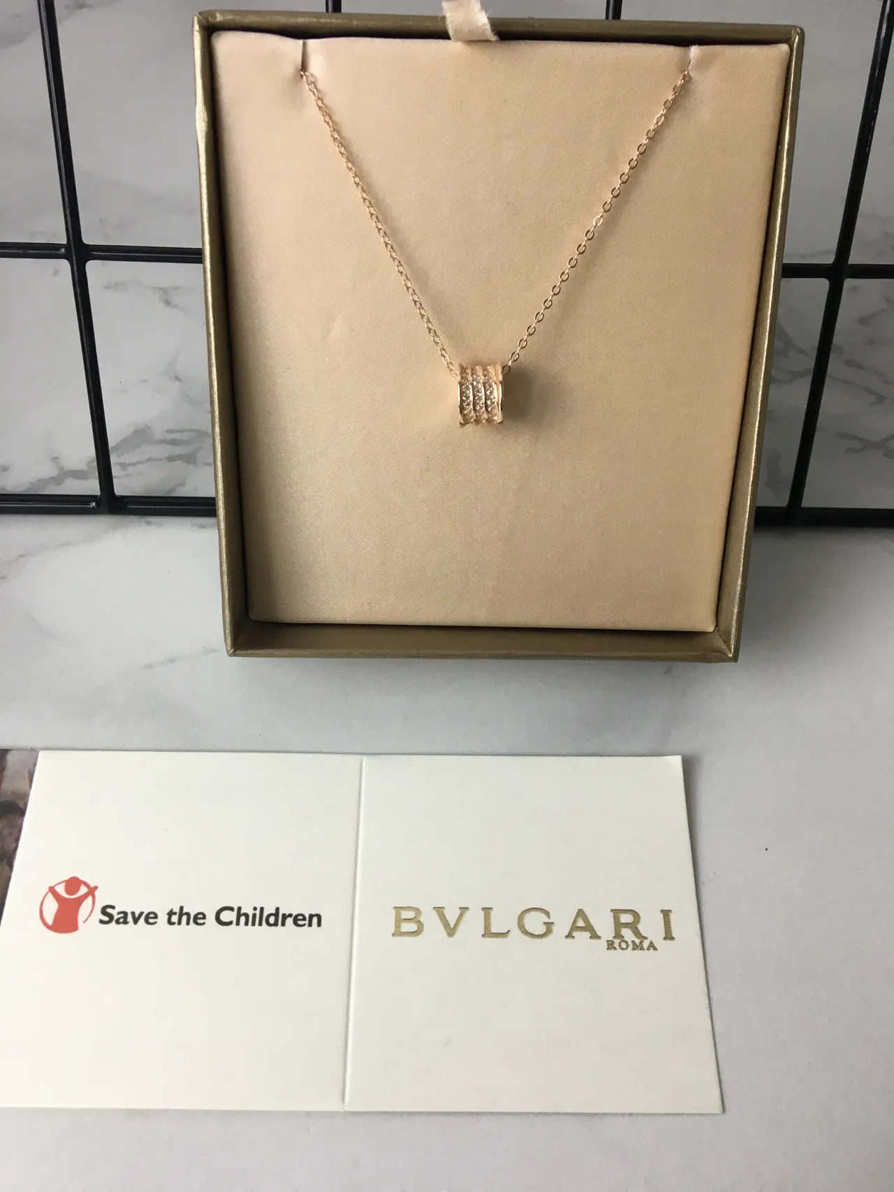 Bvlgari B.zero1 Rose Gold-Tone Pavé Cylindrical Pendant Necklace 3