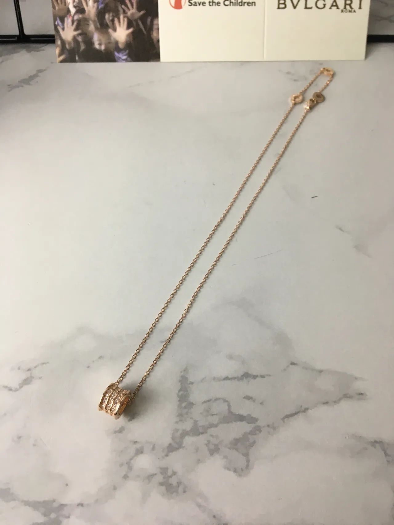 Bvlgari B.zero1 Rose Gold-Tone Pavé Cylindrical Pendant Necklace 5