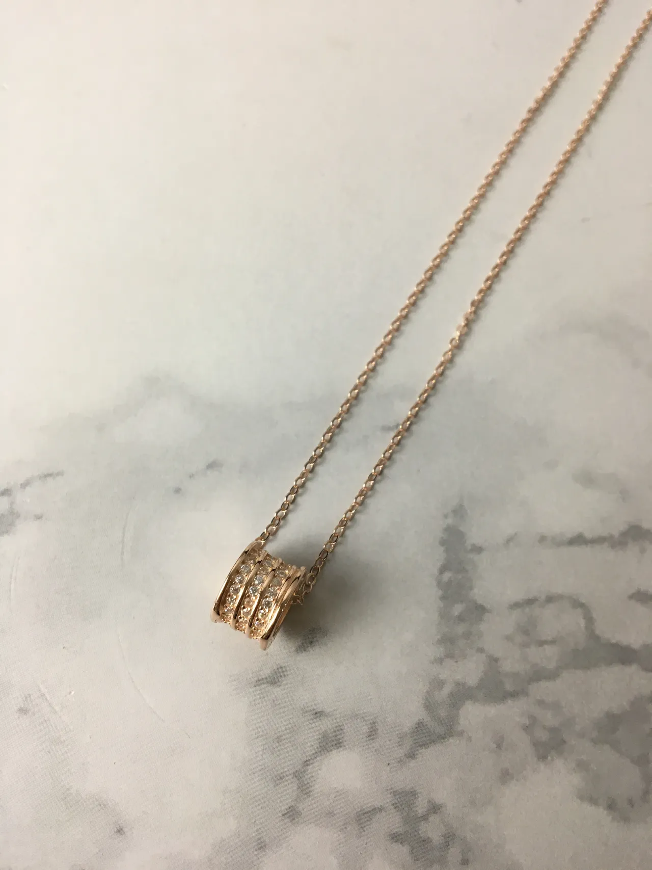 Bvlgari B.zero1 Rose Gold-Tone Pavé Cylindrical Pendant Necklace 6