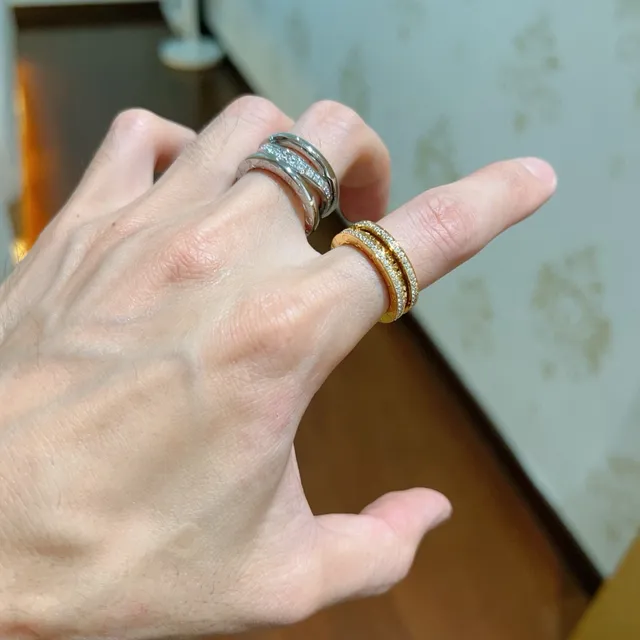 Bvlgari B.zero1 Triple Band Pavé Diamond Gold Ring 5