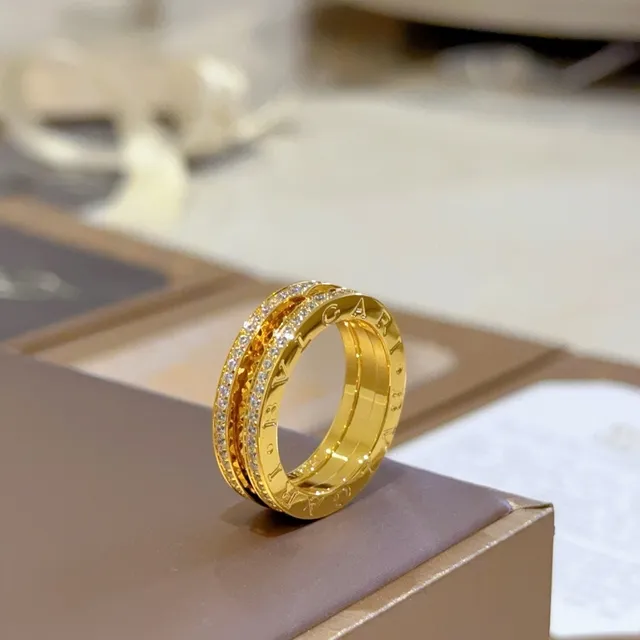 Bvlgari B.zero1 Triple Band Pavé Diamond Gold Ring 9