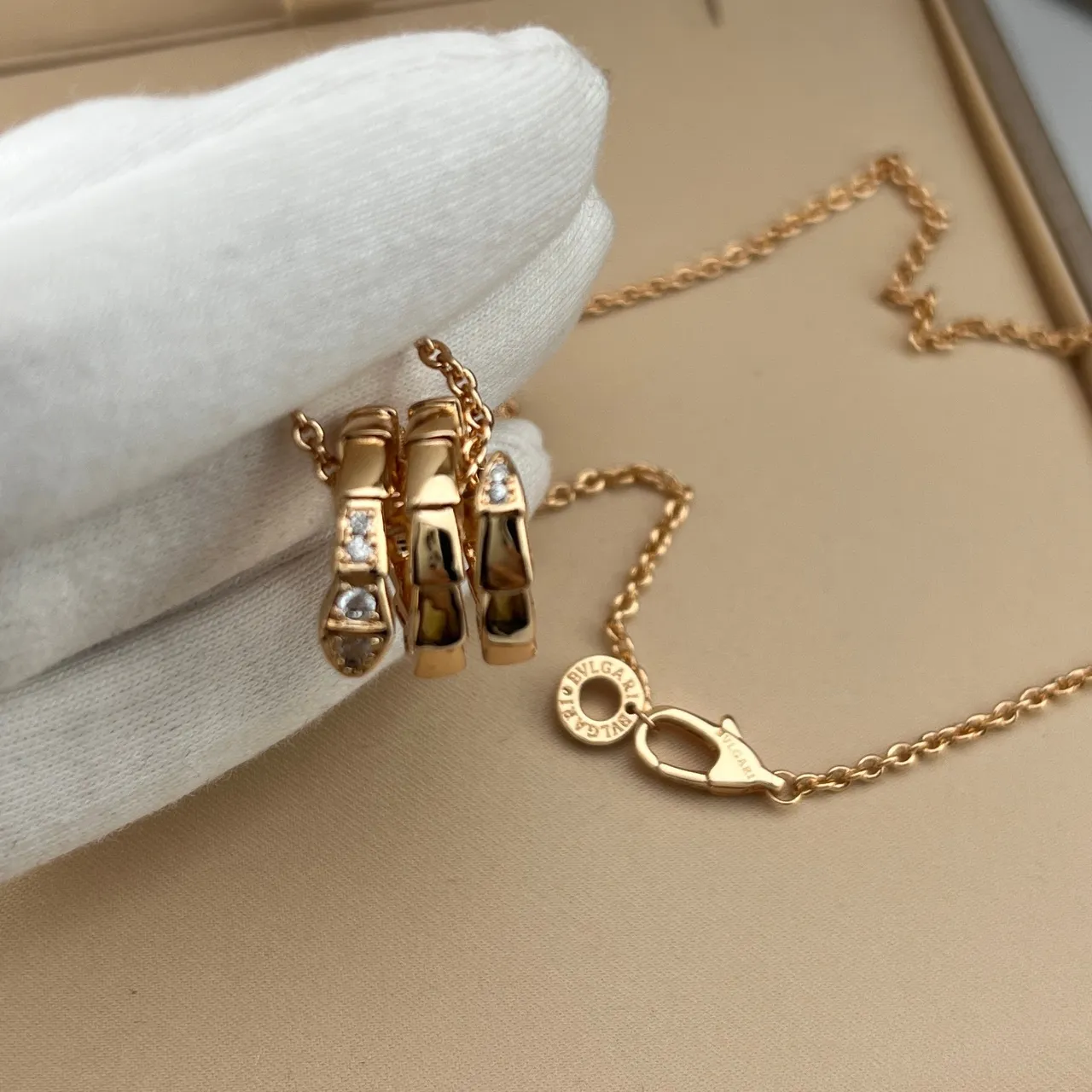 Bvlgari B.zero1 Triple Cylinder Diamond Pendant Necklace 2