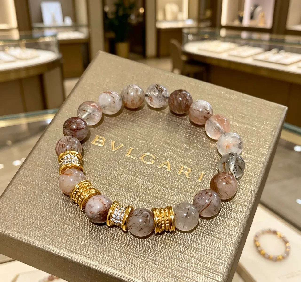 Bvlgari Beaded Gemstone and Gold-Tone Bracelet 1