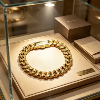 Bvlgari سوارة كيرب لينك ذهبية ثقيلة مصقولة أصفرة