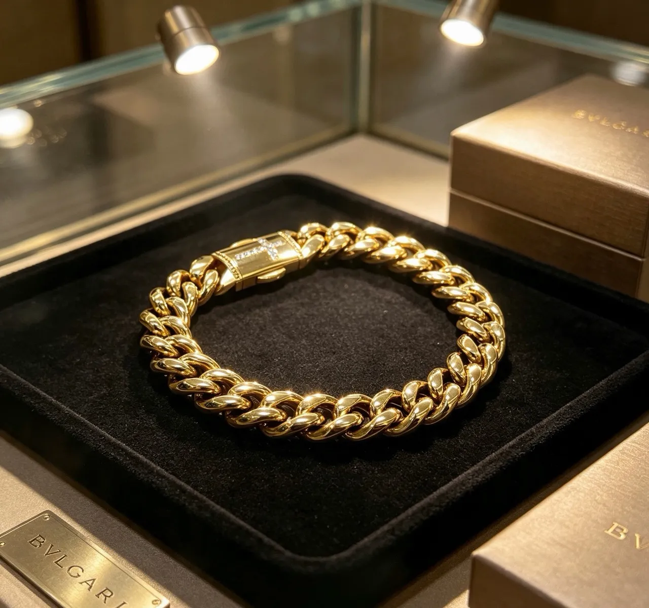 Bvlgari سوارة كيرب لينك ذهبية ثقيلة مصقولة أصفرة 2